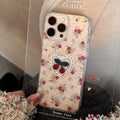 3D Glitter Flowers Lace Cherry Embroidery Phone Case For iPhone PhoneShells