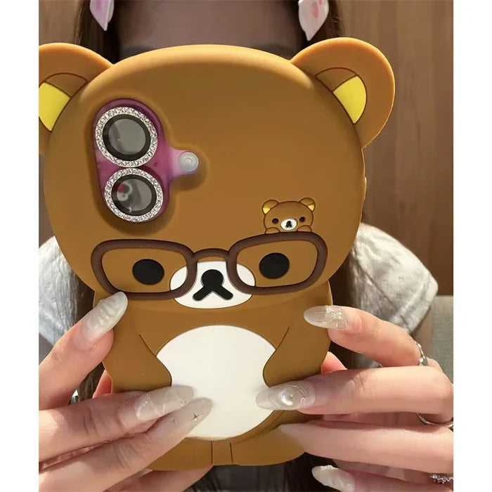 3D Rilakkuma Bear Glasses Phone Case For iPhone PhoneShells
