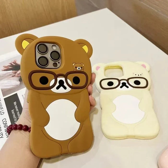 3D Rilakkuma Bear Glasses Phone Case For iPhone PhoneShells