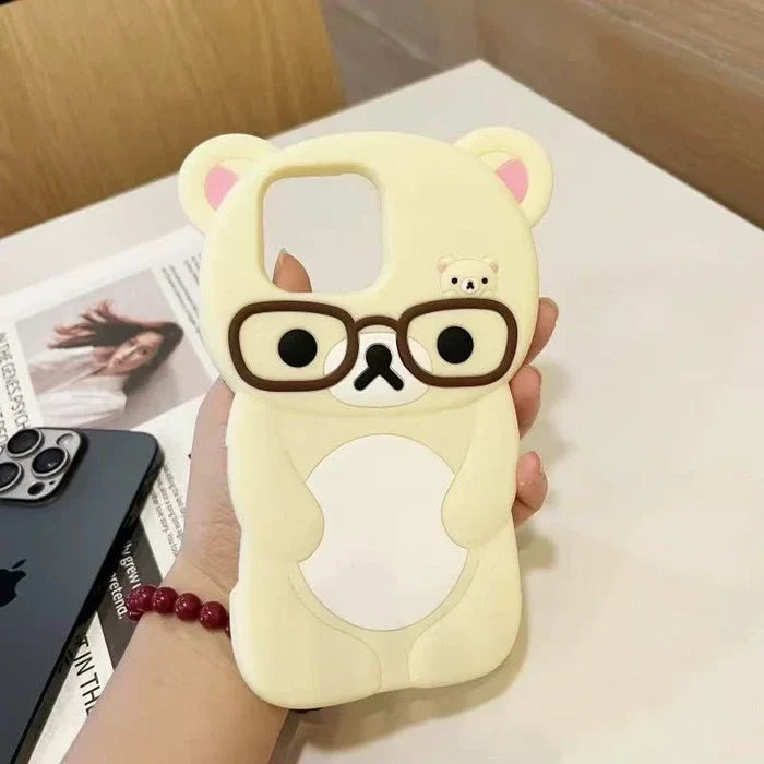 3D Rilakkuma Bear Glasses Phone Case For iPhone PhoneShells