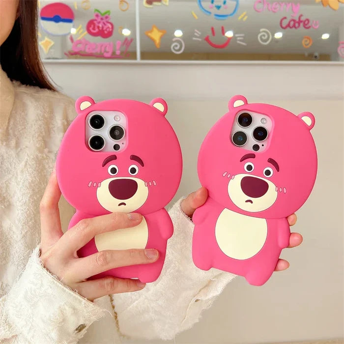 3D Strawberry Bear Silicone Phone Case For iPhone PhoneShells