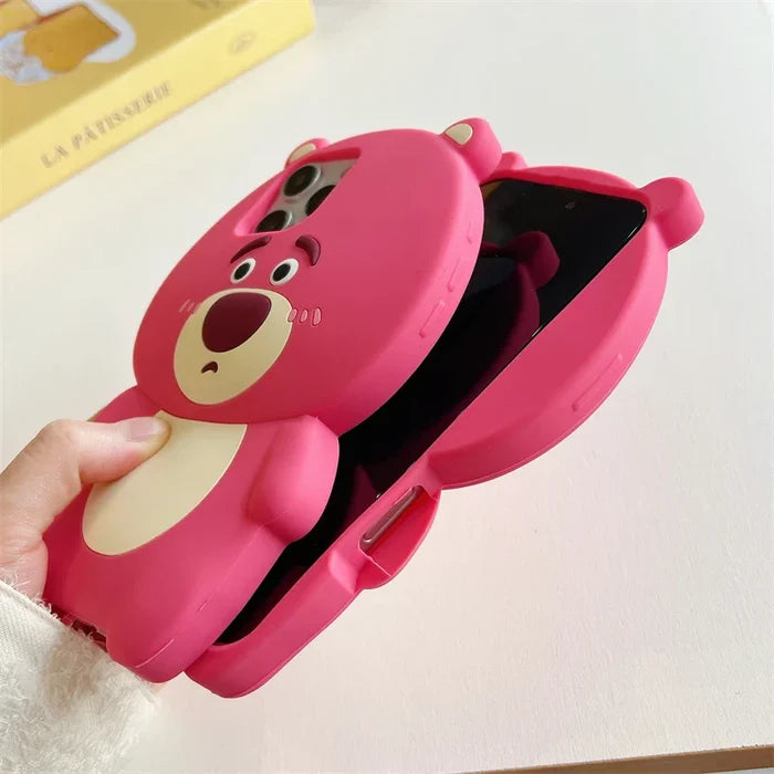3D Strawberry Bear Silicone Phone Case For iPhone PhoneShells