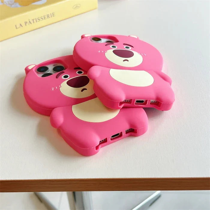 3D Strawberry Bear Silicone Phone Case For iPhone PhoneShells