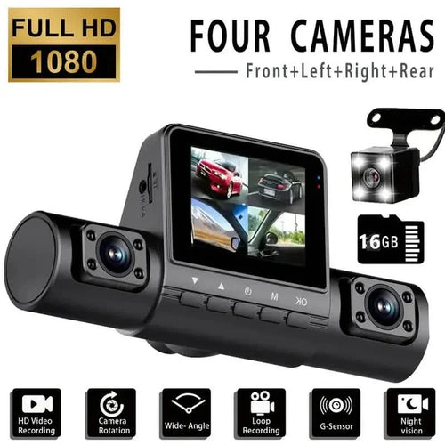 4-Channel Car DVR Dash Cam – 1080P Front, 720P Side & Rear, Night Vision DailySale