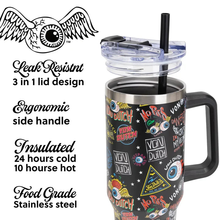 40oz Bold Double Walled Insulated Stainless Steel Tumbler Von Dutch
