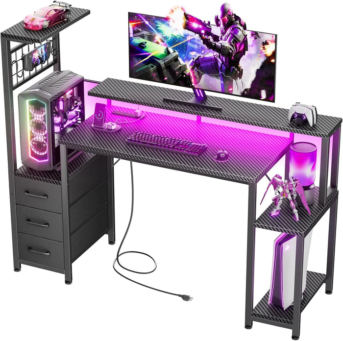 48 Inch Gaming Desk Carbon Fiber LED Illumination Pro