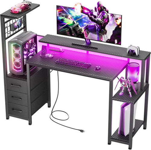 48 Inch Gaming Desk Carbon Fiber LED Illumination Pro