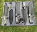 5 pieces custom made d2 steel Black coated chef knives set cskforged