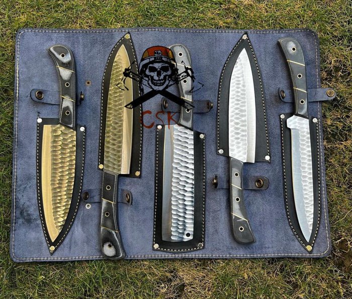5pcs Custom made D2 Steel chef knives set cskforged