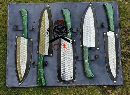 5pcs Custom made D2 Steel chef knives set cskforged