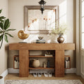 63 Inch Wooden Console Table Solid Wood Storage Drawers