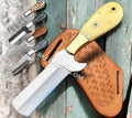 7" Handmade  Camel Bone Handle Cowboy Bull cutter knife with leather sheath cskforged