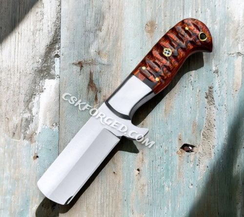 7" Handmade Cowboy Bull cutter knife with leather sheath cskforged