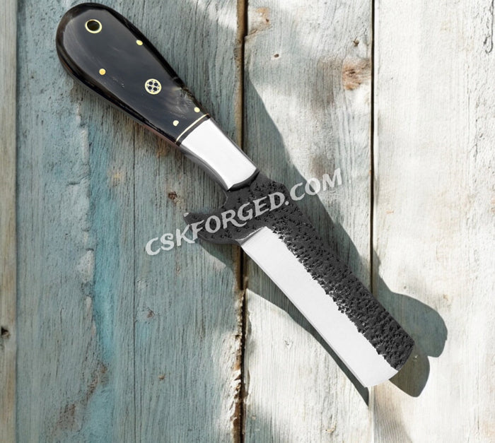 7" Handmade Cowboy Bull cutter knife with leather sheath cskforged