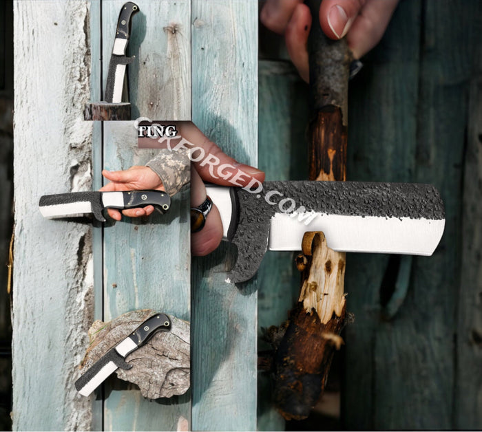 7" Handmade Cowboy Bull cutter knife with leather sheath cskforged