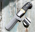 7" Handmade  Damascus Cowboy Bull cutter knife with leather sheath cskforged