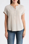 [7WD61511-290] WOMENS LUCKY BRAND MIXED MEDIA HENLEY - DOVE rubbersoled