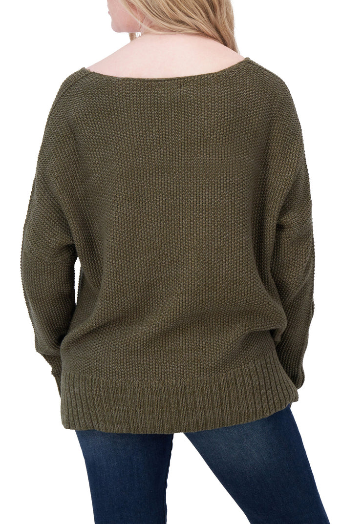 [7WP5056-343] WOMENS LUCKY BRAND SPRING WEIGHT V NECK PULLOVER - OLIVE rubbersoled