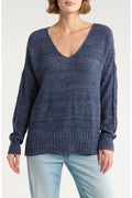 [7WP5056-410] WOMENS LUCKY BRAND SPRING WEIGHT V NECK PULLOVER - AMERICAN NAVY rubbersoled