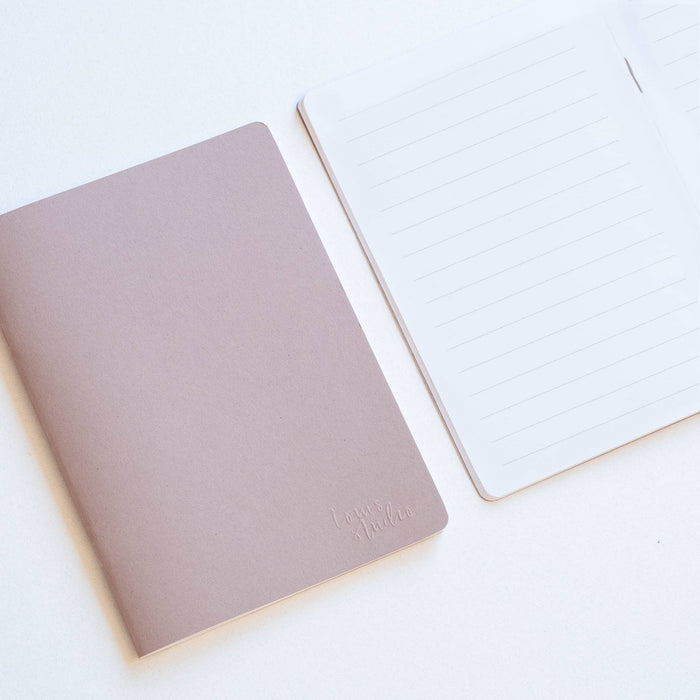 Tom's Studio x Coffeenotes A6 Notebook in Almond, with lined pages, made from recycled coffee cups and eco-friendly materials.