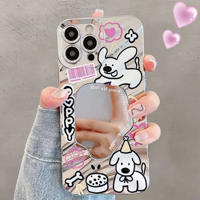 Aesthetic Butterfly Cover Wavy Pattern Mirror Phone Case PhoneShells