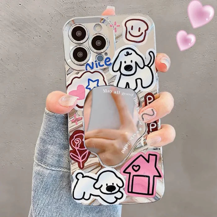 Aesthetic Butterfly Cover Wavy Pattern Mirror Phone Case PhoneShells