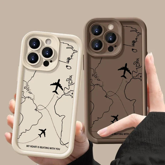 Airplane Route Pattern Phone Case For iPhone PhoneShells