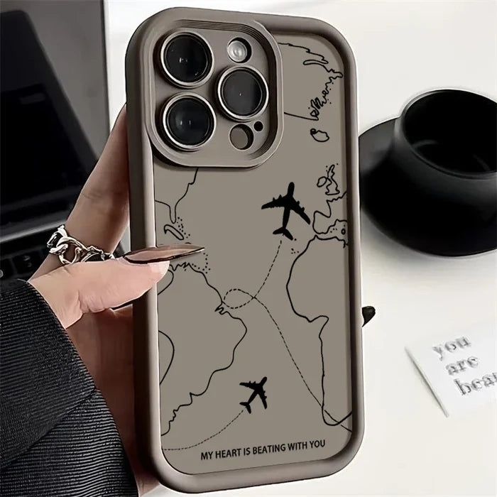Airplane Route Pattern Phone Case For iPhone PhoneShells
