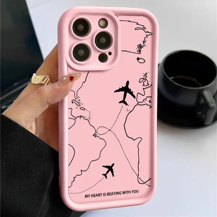 Airplane Route Pattern Phone Case For iPhone PhoneShells