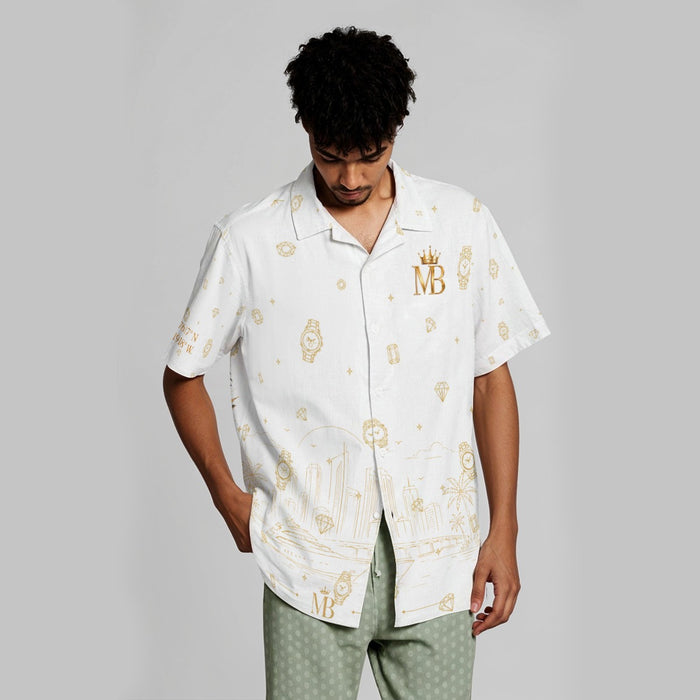 All-Over Print Men's Hawaiian Shirt With Button Closure