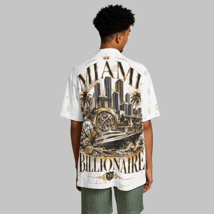 All-Over Print Men's Hawaiian Shirt With Button Closure