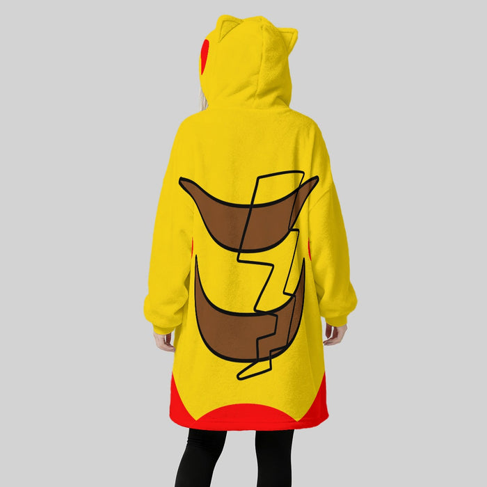 All-Over Print Women's Fleece Oversized Hoodie Blanket With Decorative Ears