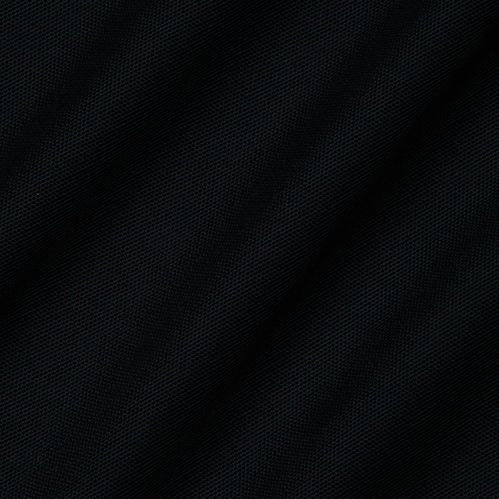 Close-up of black mesh fabric with visible diagonal ridges and a fine, subtle weave, creating a soft matte finish—perfect for the Ambala Mesh Cover-Up Top or adding effortless beachside style to any cropped silhouette.