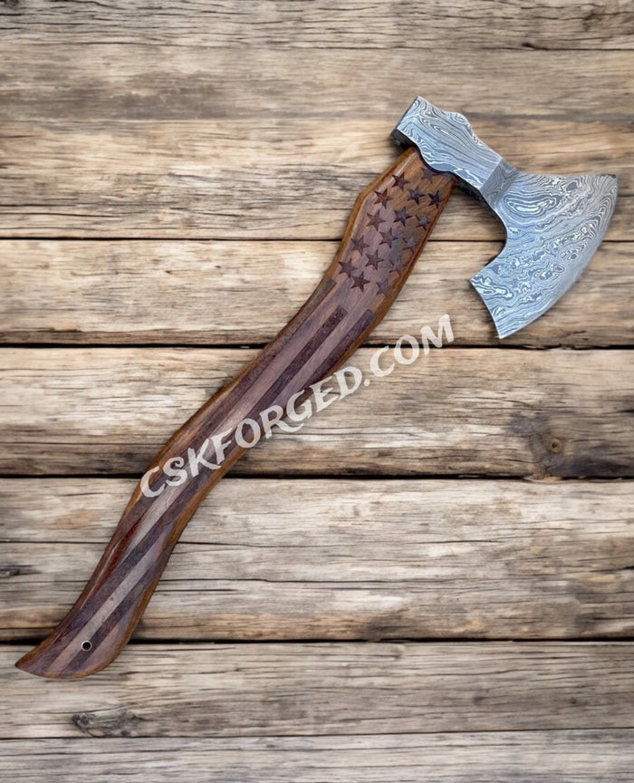 American Mahogany Damascus - 20" We the People Chopper cskforged