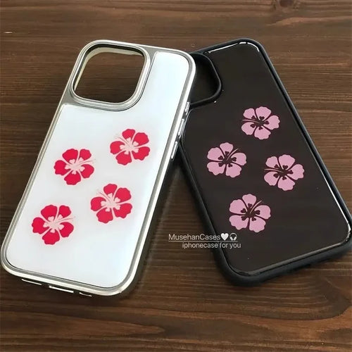 Ancient Fusang Flower Simple Silver Frame Phone Case For iPhone PhoneShells