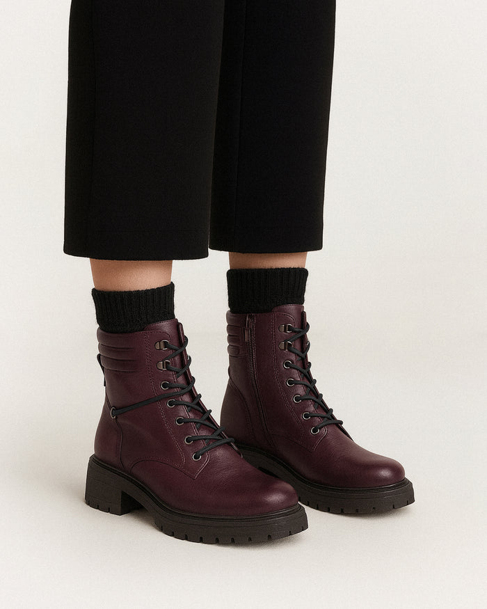 Anfibi Combat bordeaux - Vegani con zip