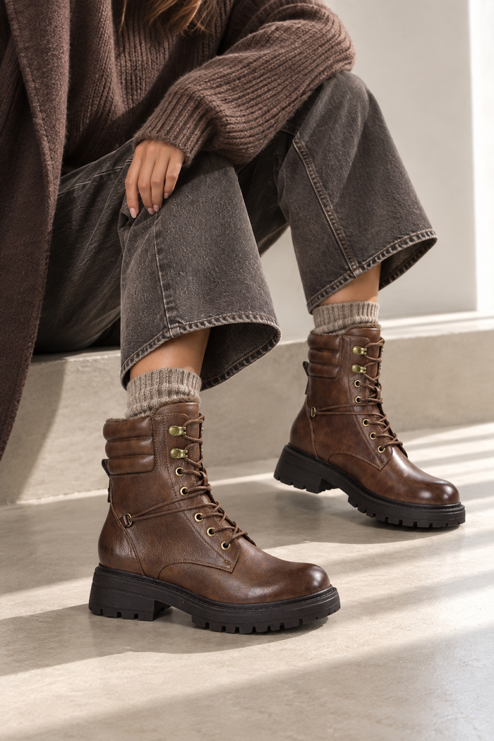 Anfibi Combat marrone - Vegani con zip