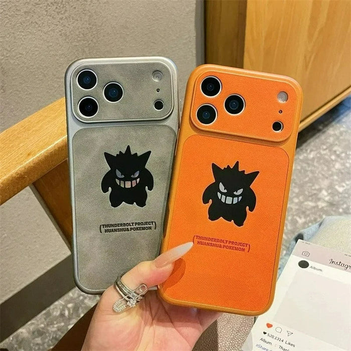 Anime Cartoon Ghost Gengar Laser Leather Texture Phone Case For iPhone PhoneShells