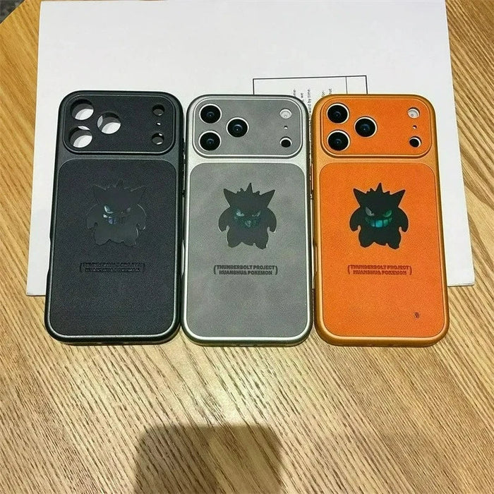 Anime Cartoon Ghost Gengar Laser Leather Texture Phone Case For iPhone PhoneShells