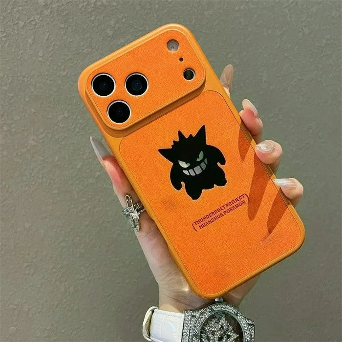 Anime Cartoon Ghost Gengar Laser Leather Texture Phone Case For iPhone PhoneShells