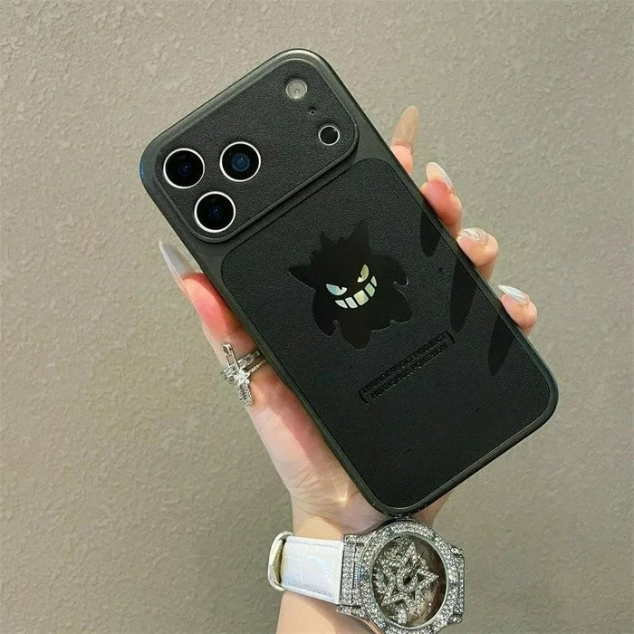 Anime Cartoon Ghost Gengar Laser Leather Texture Phone Case For iPhone PhoneShells