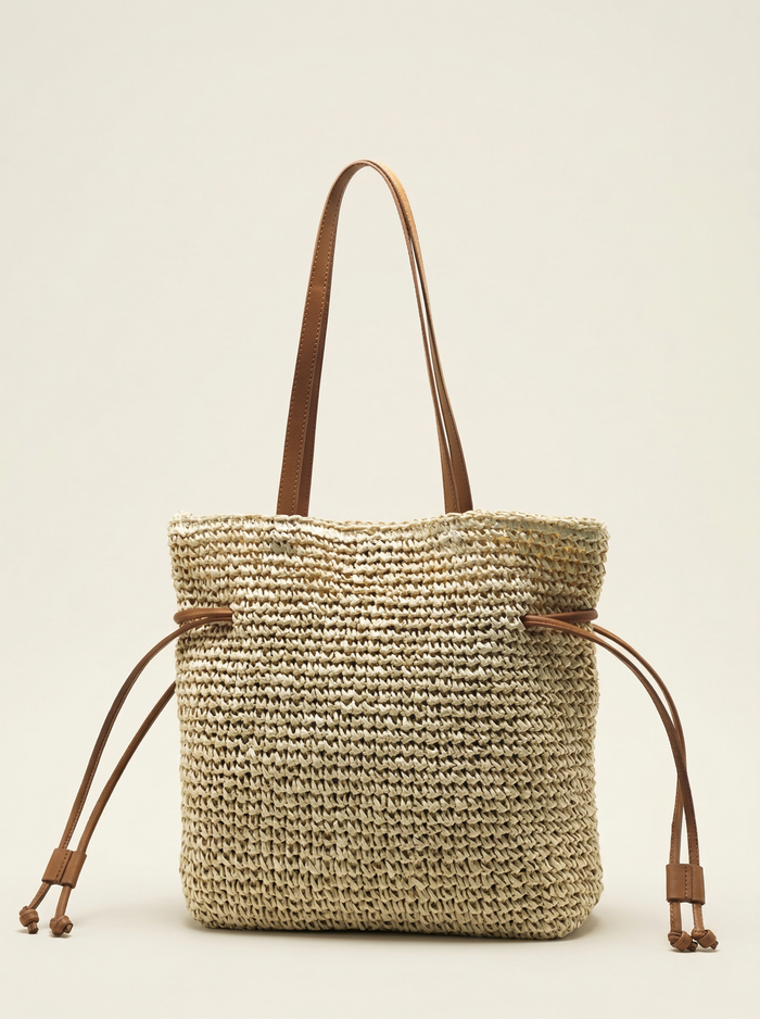 Artisanal Hand-Crocheted Straw Bucket Bag LINTICO