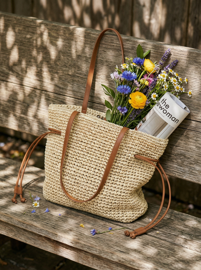 Artisanal Hand-Crocheted Straw Bucket Bag LINTICO