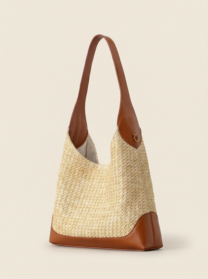 Artisanal Handwoven Colorblock Bucket Bag for Effortless Coastal Style LINTICO