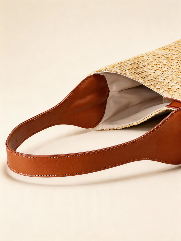 Artisanal Handwoven Colorblock Bucket Bag for Effortless Coastal Style LINTICO