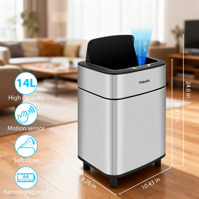 Automatic Stainless Steel Sensor Trash Can – Hands-free Quiet Close & Odor-Control System DailySale