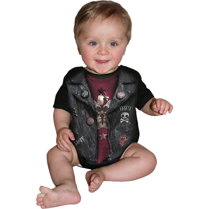 BABY BIKER - Baby Sleepsuit Black Spiral USA
