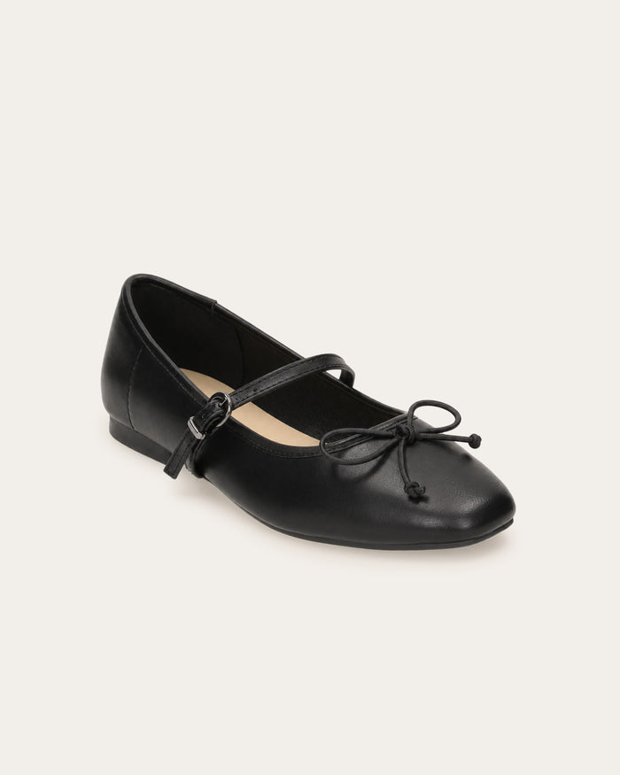 Ballerina Clara nero con cinturino - vegan
