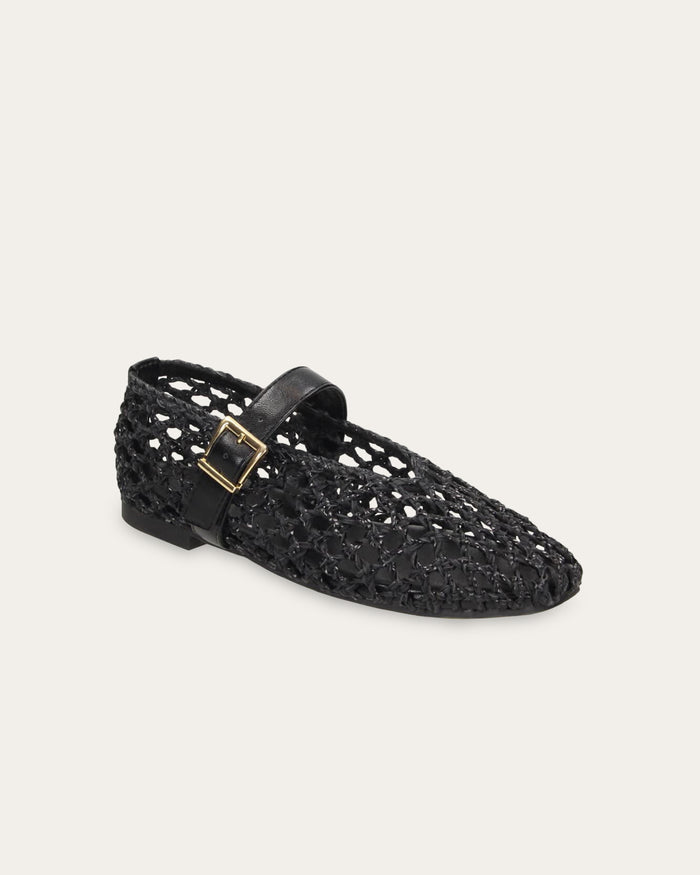 Ballerina Mila nero traforata con cinturino - vegan