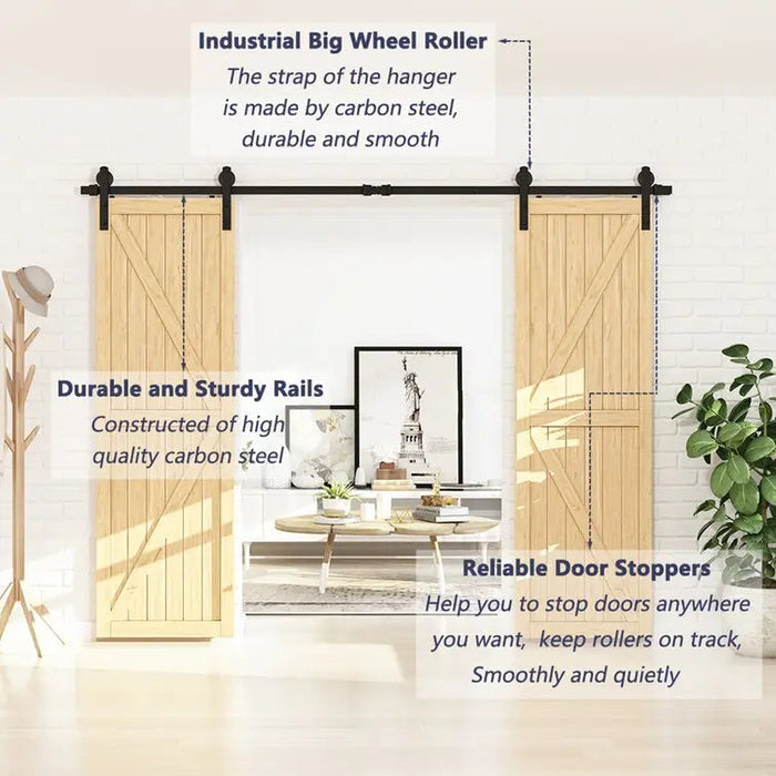 Barn Door Track Kit for Double Door (No Door) HAUSVITA